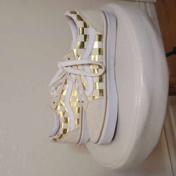 Gold Checkered Vans Sneakers - Picture 2 of 4